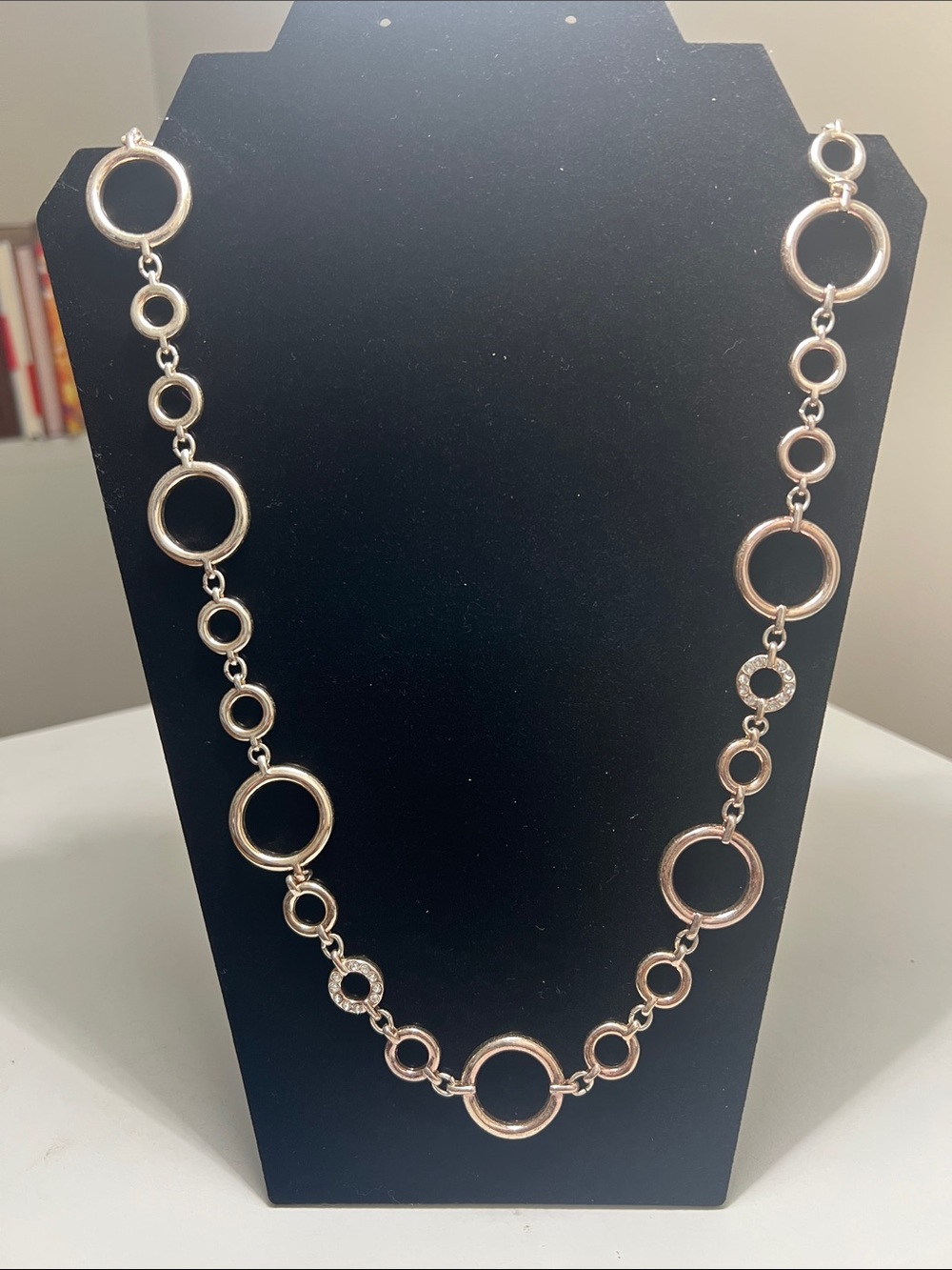 JS Collections Silver-Tone Open Circle Link Necklace - Vintage